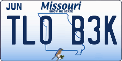 MO license plate TL0B3K
