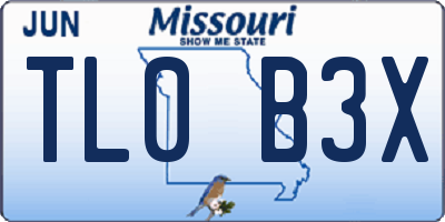 MO license plate TL0B3X