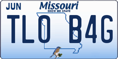 MO license plate TL0B4G