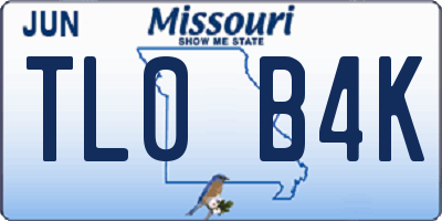 MO license plate TL0B4K