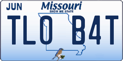 MO license plate TL0B4T
