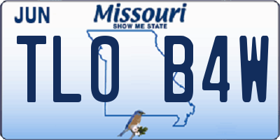 MO license plate TL0B4W