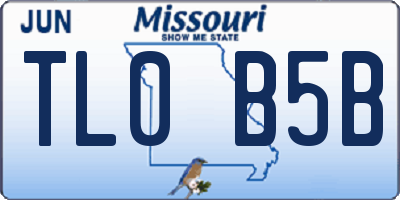 MO license plate TL0B5B