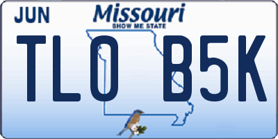 MO license plate TL0B5K
