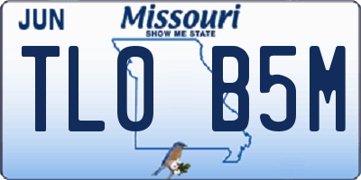 MO license plate TL0B5M