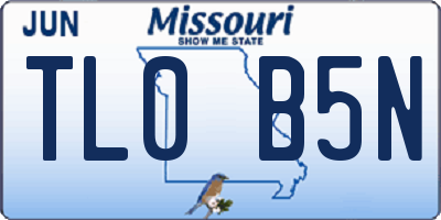 MO license plate TL0B5N