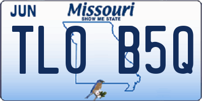 MO license plate TL0B5Q