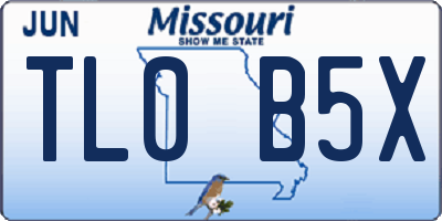 MO license plate TL0B5X