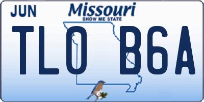 MO license plate TL0B6A