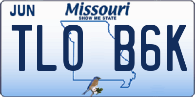 MO license plate TL0B6K