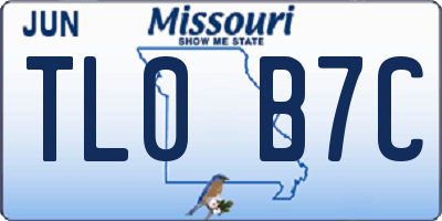 MO license plate TL0B7C