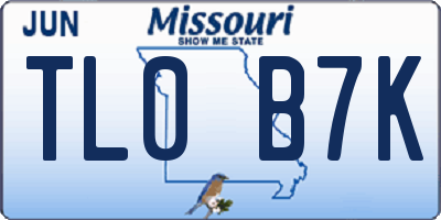 MO license plate TL0B7K