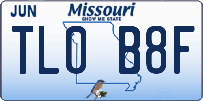 MO license plate TL0B8F