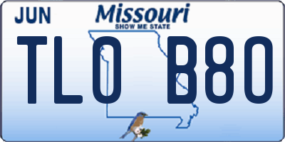 MO license plate TL0B8O