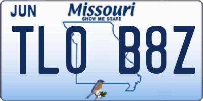 MO license plate TL0B8Z