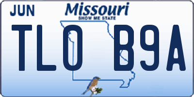 MO license plate TL0B9A