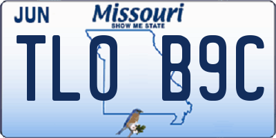 MO license plate TL0B9C
