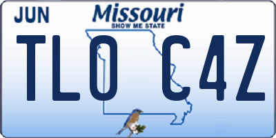 MO license plate TL0C4Z