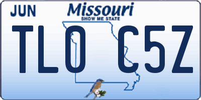 MO license plate TL0C5Z