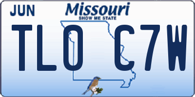 MO license plate TL0C7W