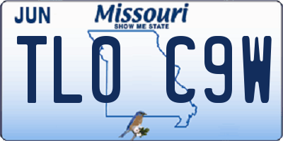 MO license plate TL0C9W