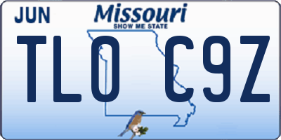 MO license plate TL0C9Z