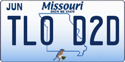 MO license plate TL0D2D