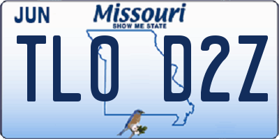 MO license plate TL0D2Z