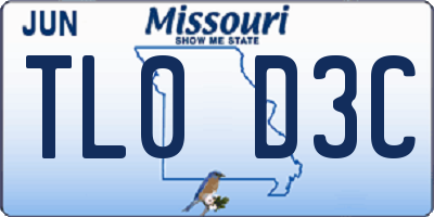 MO license plate TL0D3C