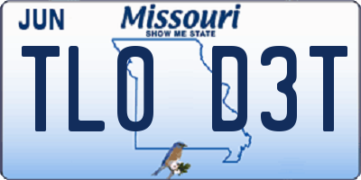 MO license plate TL0D3T