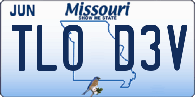 MO license plate TL0D3V