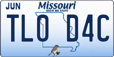 MO license plate TL0D4C