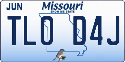 MO license plate TL0D4J