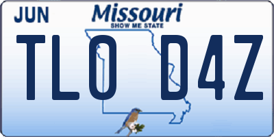 MO license plate TL0D4Z