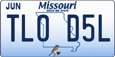 MO license plate TL0D5L