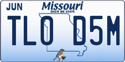 MO license plate TL0D5M