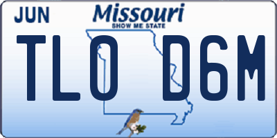 MO license plate TL0D6M