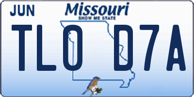MO license plate TL0D7A