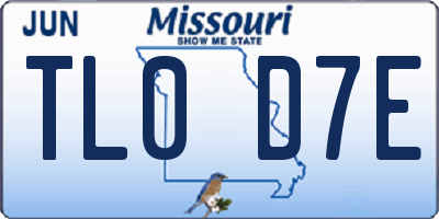 MO license plate TL0D7E
