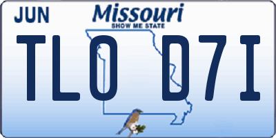 MO license plate TL0D7I