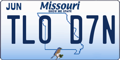 MO license plate TL0D7N