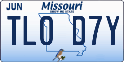 MO license plate TL0D7Y
