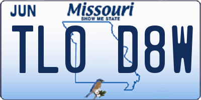 MO license plate TL0D8W