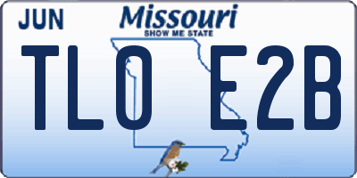 MO license plate TL0E2B