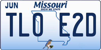 MO license plate TL0E2D