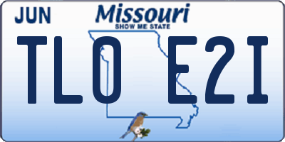 MO license plate TL0E2I