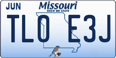 MO license plate TL0E3J