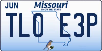 MO license plate TL0E3P