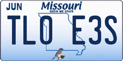 MO license plate TL0E3S