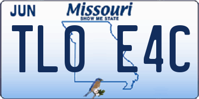 MO license plate TL0E4C